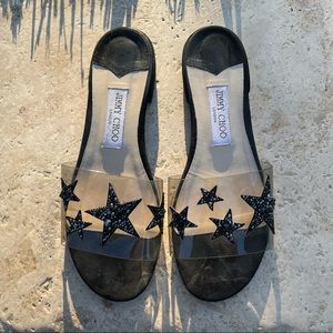 Jimmy Choo Flat Clear Plexi Slides Size 39